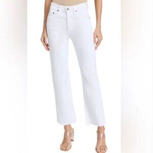 AG Kinsley White High Rise Crop Boot Size 30